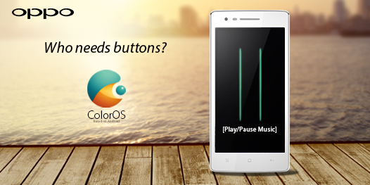OPPOIndia's tweet photo. Yes! Who needs buttons? When you can play or pause the music by just sliding two fingers on screen. #ColorOS #Mirror3 http://t.co/H3XEEDf3dQ