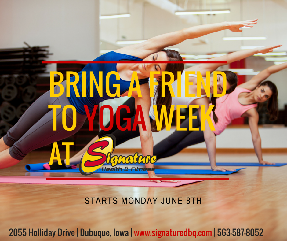 SignatureDBQ's tweet photo. Bring a friend to yoga starts today!! Class at 9:30am or 5:15pm tonight! http://t.co/mI1sC3PSv0