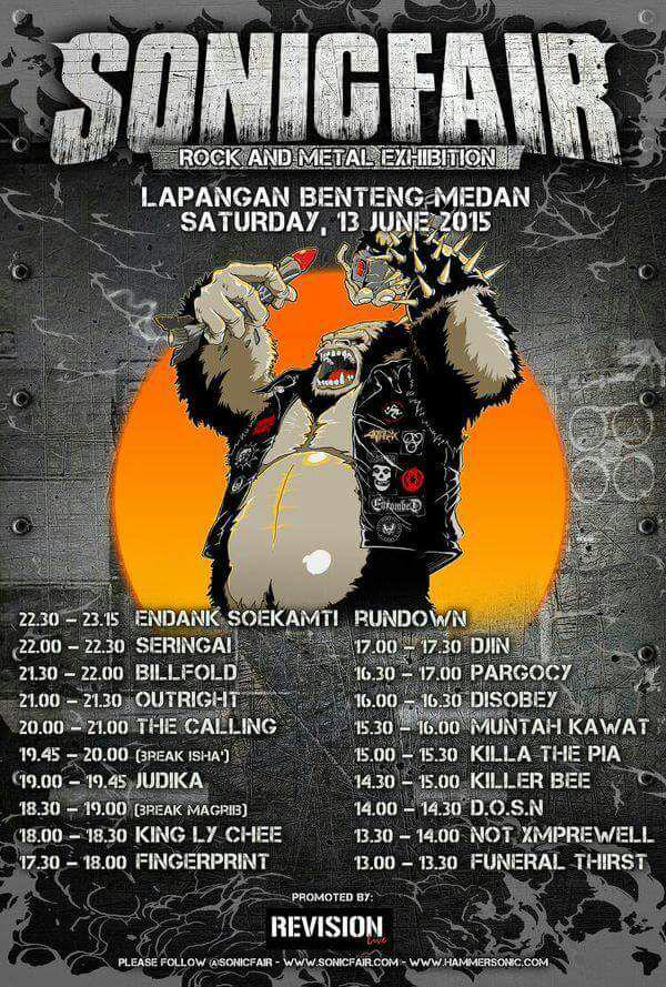 Rundown Sonic Fair,
Presale: Rp 40.000 tersedia di Andevill Barbershop,Batas presale sampai tanggal 10 juni 2015.