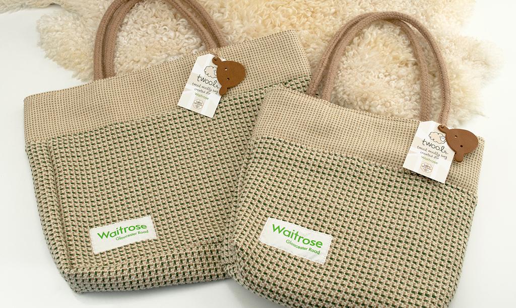 waitrose's tweet photo. We’re proud to launch our re-usable shopping bag made from 100% British wool. Available in selected stores today. http://t.co/bR9eCJLueM