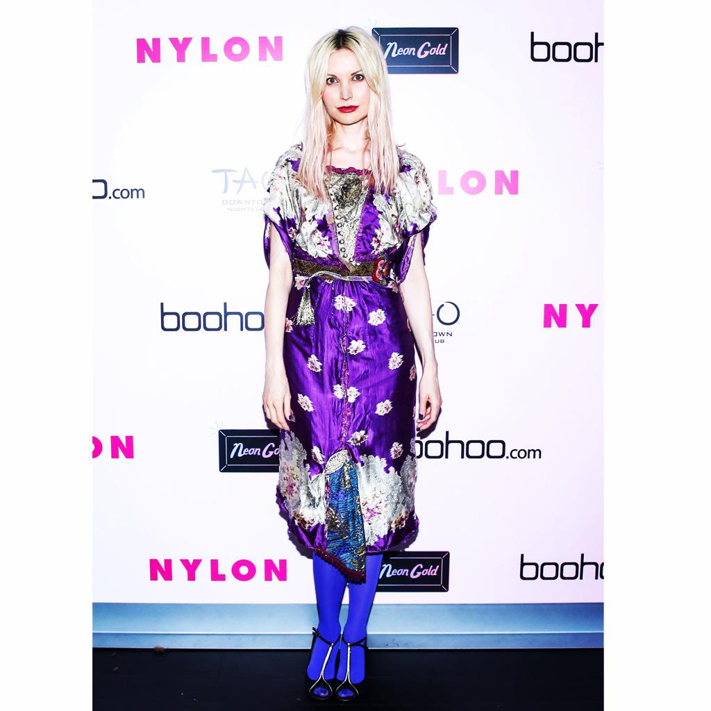thejennievee's tweet photo. wearing @neverthebridecl at the @NylonMag music issue launch party in NYC.  🌹 http://t.co/SjvboQUyy4