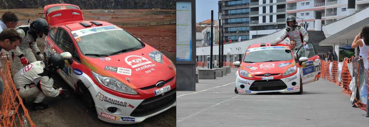 In stage and in service, <a href="/EmilsBlums/">Emīls Blūms</a> and his Ford Fiesta R2 
#FIAERC <a href="/SATARallyAcores/">SATA Rallye Açores</a>