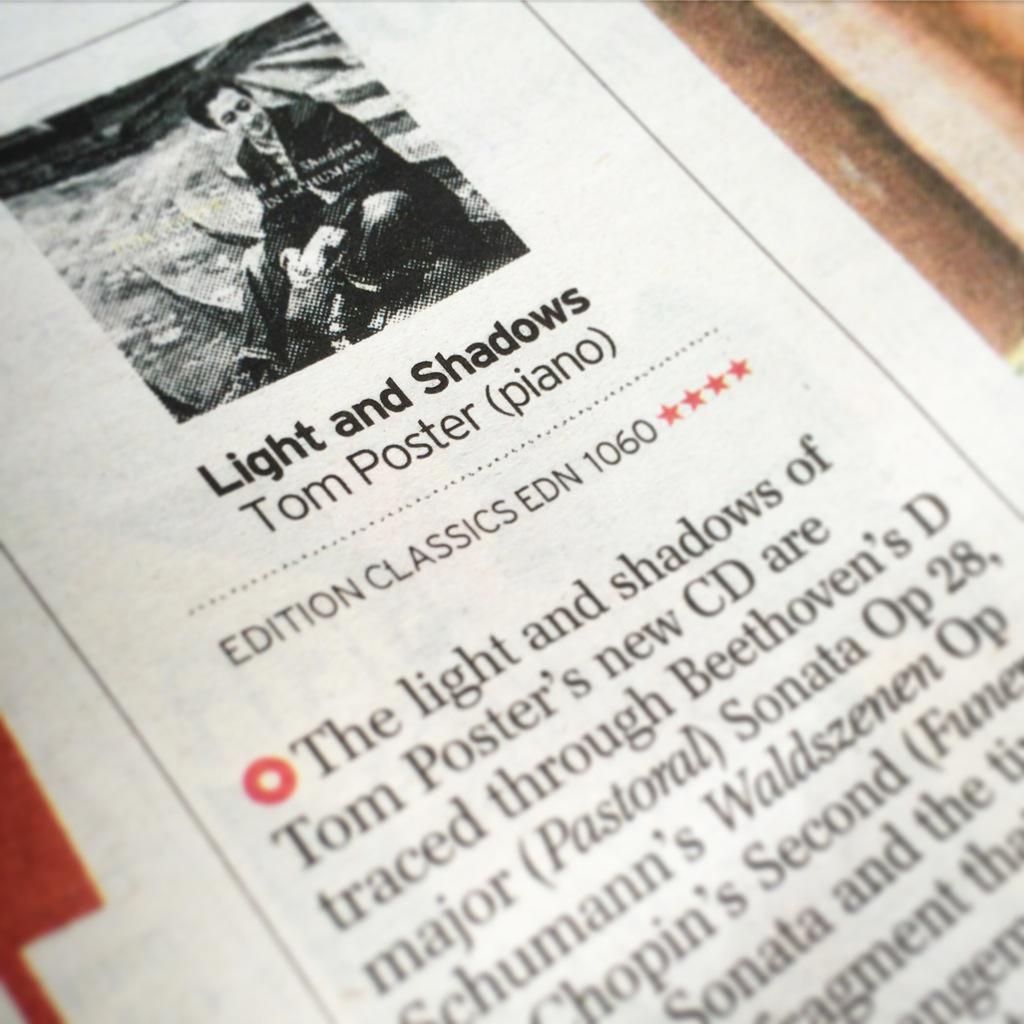 PosterTom's tweet image. My new disc Light and Shadows on @EditionClassics has received a great 4 star review in today's @dailytelegraph :-)