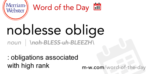 MerriamWebster on Twitter "Word of the Day NOBLESSE