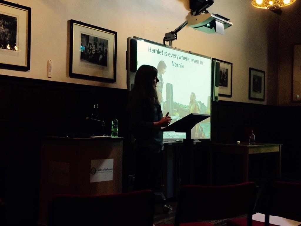 CherylBirdseye's tweet photo. @srawaters showing Hamlet's appearance everywhere, including Narnia. #BritGrad2015 http://t.co/ahOywHe930