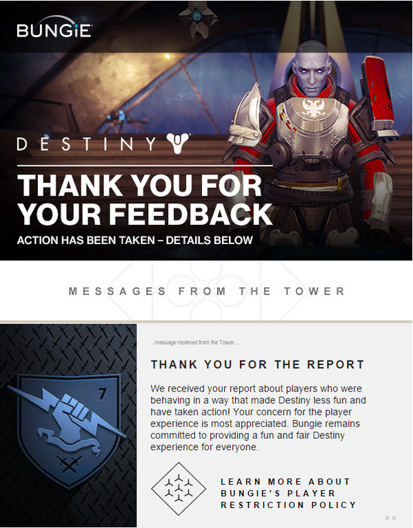 MoreConsole's tweet photo. Bungie is listening, Guardians. (via @WasherGareth) http://t.co/8dcnaNzWB5