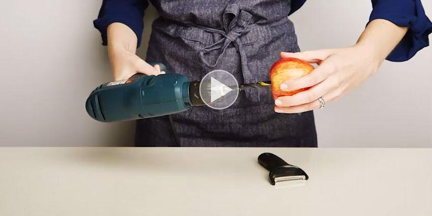 Delish's tweet photo. Can you really use a power drill to peel an apple? #HackOrWhack http://t.co/9wpGpBSiFl http://t.co/ucmrNjnsaP