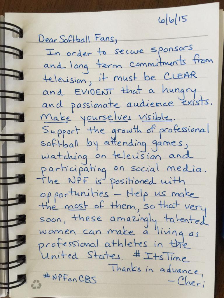 cherikempf's tweet image. Dear Softball Fans... #ItsTime