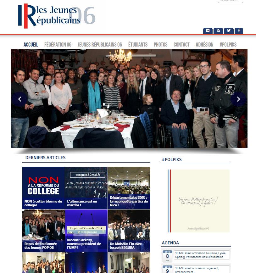 #Jeunespop06 => #JeunesRépublicains! Nouveautés: agenda, #polpiks cc <a href="/caro_que/">Santiago Jose Caro que</a> <a href="/marinebrenier/">Marine Brenier</a> jeunesrepublicains06.fr