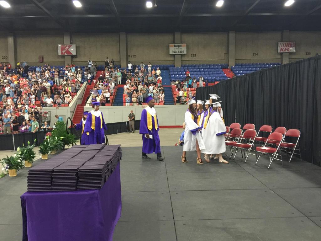 Proud Southern HS graduates entering the arena.