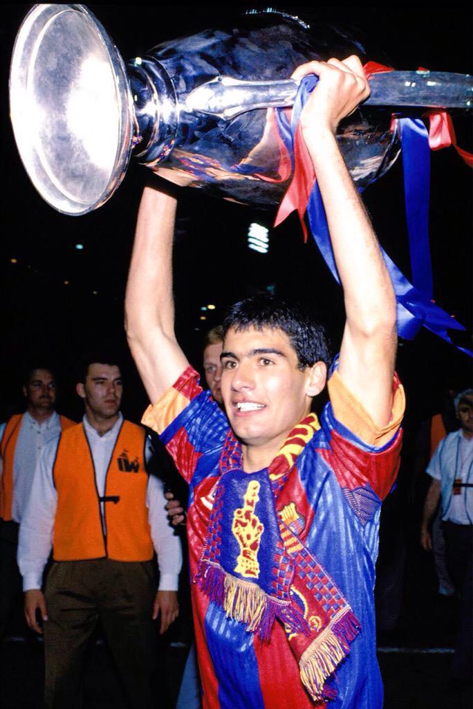 Pep Guardiola lifting his first of many European Cups, 1992. #UCLfinal