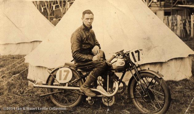 Jack Leslie on his Levis at the  Isle of Mann TT 1930