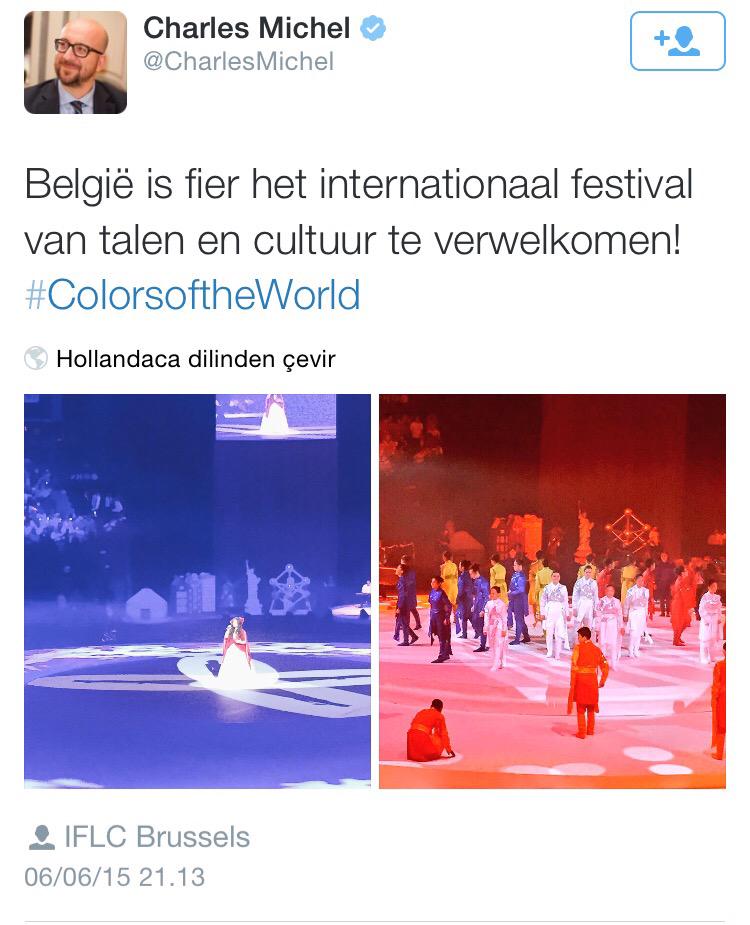 HasanCucuk's tweet photo. Belçika Başbakanı Charles Michel, Türkçe Olimpiyatları için tweet attı 
#DünyanınRenkleri 
#ColorsOfTheWorld http://t.co/0vReJI375Y