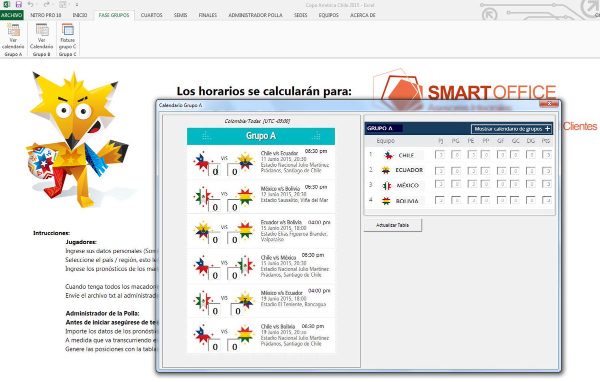 SmartOfficeCol's tweet image. Listo archivo excel, para calendario y polla Chile 2015 smartoffice.com.co/index.php/desc… #ExcelPollaChile2015