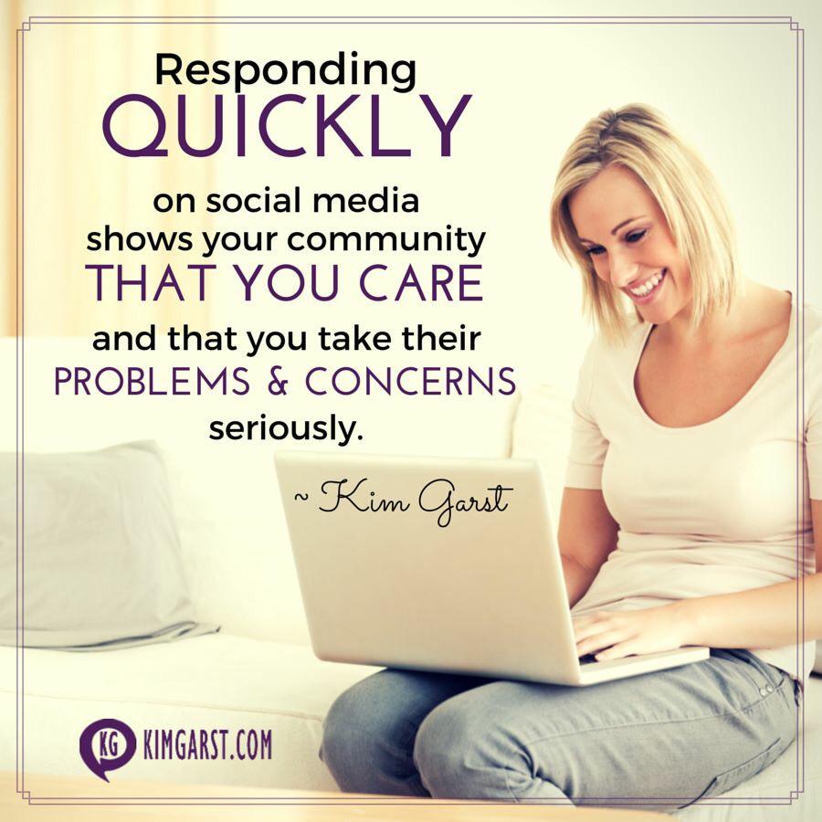 kimgarst's tweet photo. Responding quickly showcases you are listening and CARE about your community. #SocialSelling #BizTip http://t.co/Mx2DpcSb77