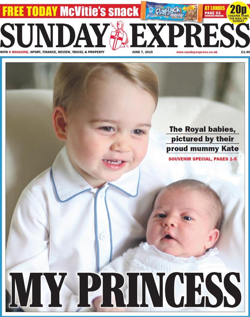 CamillaTominey's tweet photo. We've given the #royalbaby pics the entire front page in homage to their cuteness http://t.co/rLSekPcZR1