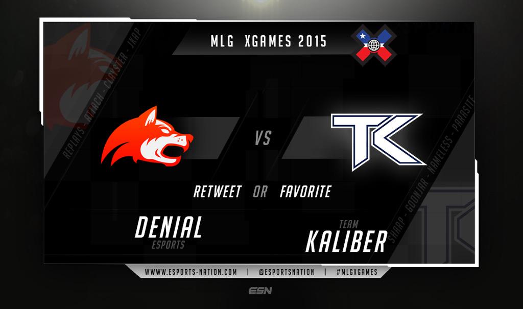 EsportsNation's tweet image. Coming up at #MLGXGames we have @DenialEsports vs. @Team_Kaliber. Who do you have winning?

RT for Denial
Fav for tK