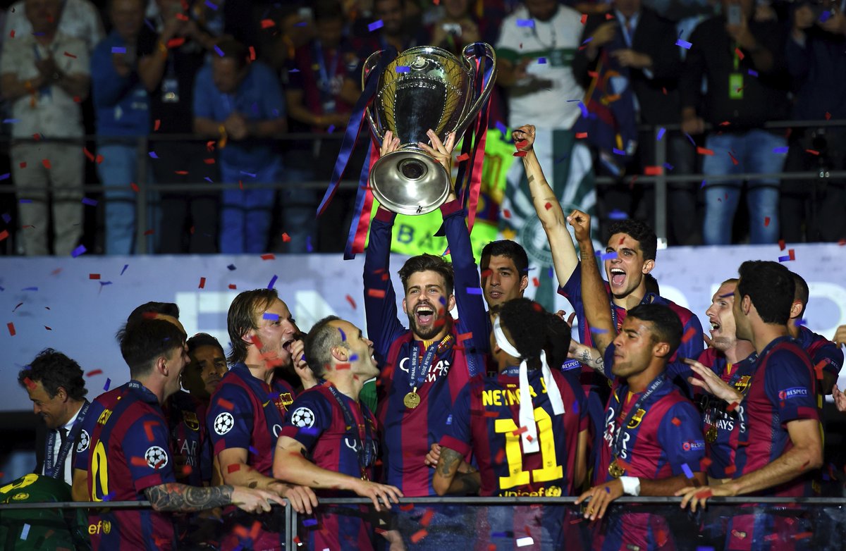 SportsCenter's tweet photo. That moment when you become champions of the Champions League. http://t.co/EnXvWLEwfq