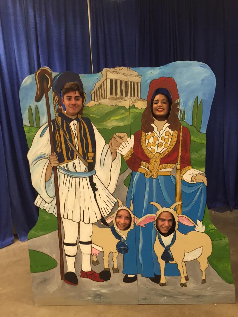 HellenicGreek's tweet photo. Our youth ambassadors with the @PoltavaMosaic youth ambassadors enjoying our cutout photo booth! #MosaicYQR http://t.co/VQfKZdA5A9