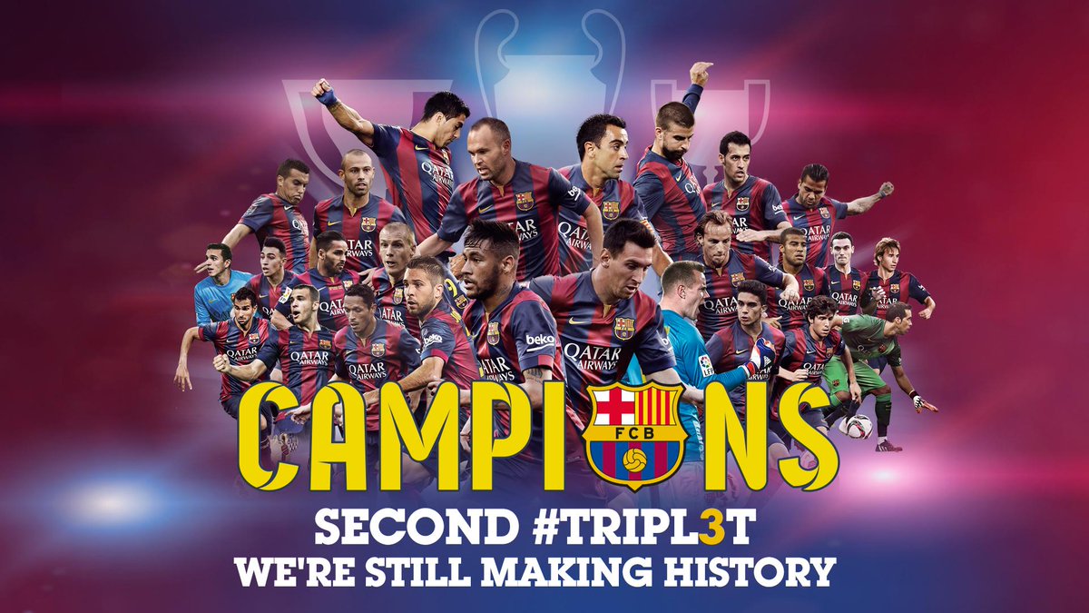 FCBarcelona_es's tweet photo. El vídeo del segundo #TRIPL3T del Barça. ¡Seguimos haciendo historia! http://t.co/5y4gg5Lkm5  #FCBlive http://t.co/l5VGeZa9te