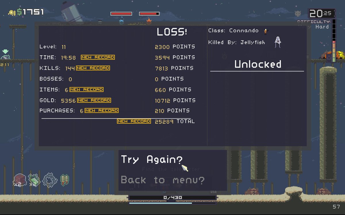Checking out Risk of Rain while waiting for renders. Pretty rad game. Hate the effing jellyfish, my #1 cause of death