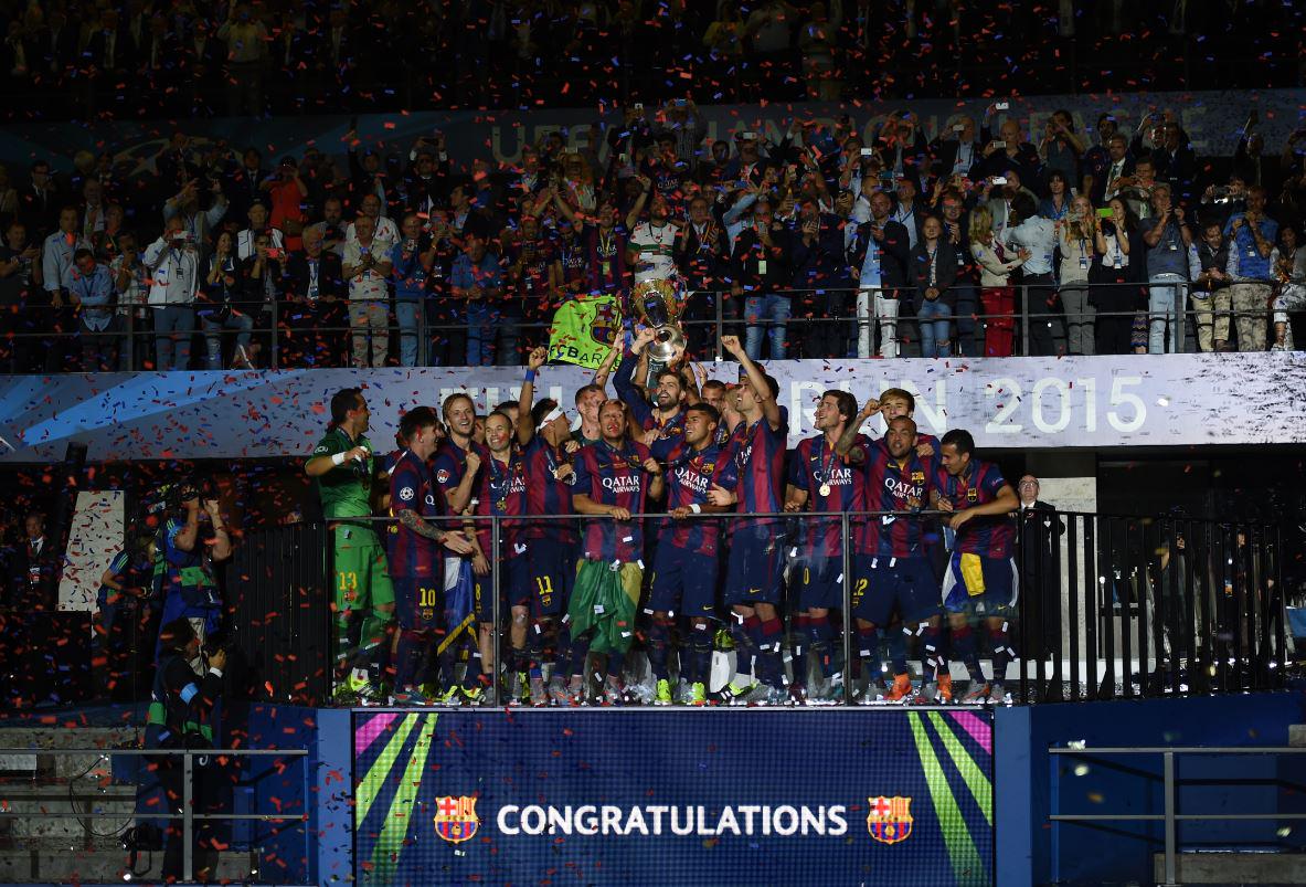 ChampionsLeague's tweet photo. We hope you're not tired of seeing your team celebrate, @FCBarcelona fans! #UCLfinal http://t.co/RuJeov9NGH