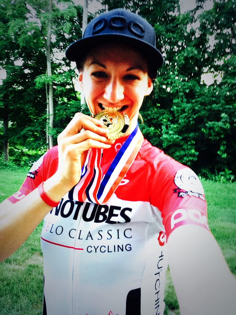 drmaxct's tweet photo. So, Today I became the CT State Women's #criterium #champion for the @Stans_VeloCC #bringinghomethegold #PrettyInPOC http://t.co/5aQoMxyqDY