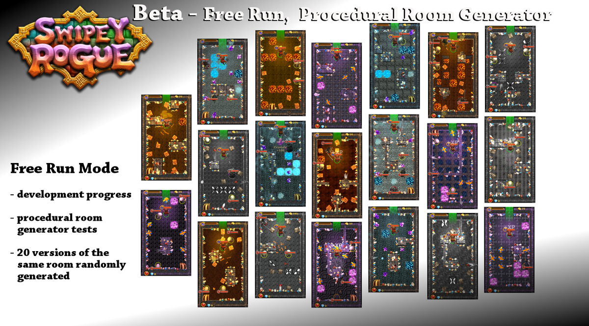 devfromjds's tweet photo. #SwipeyRogue Procedural test. 20 random versions of the same room. It's so on. #gamedev #indiedev #screenshotsaturday http://t.co/BB2DcebFxY