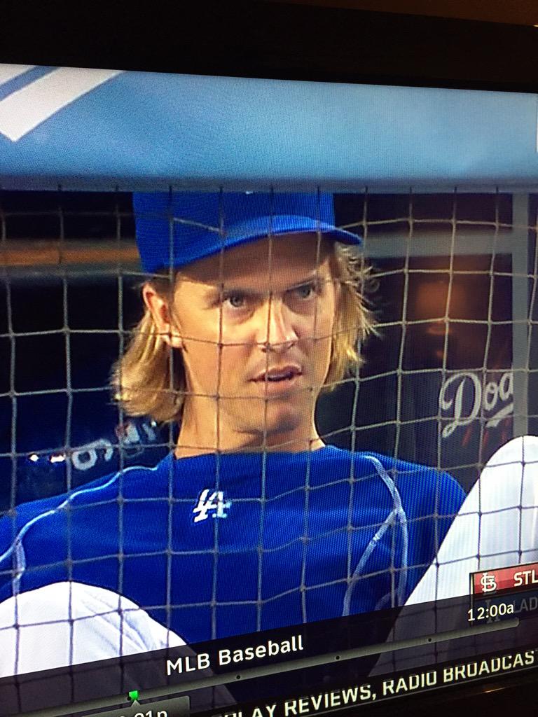 blkshirt's tweet photo. 'This is fully-functional party hair' Party on Zack! #CardsvsDodgers http://t.co/b9mmXShMZZ