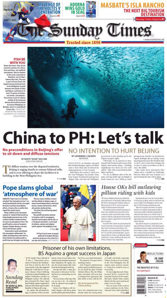 cebudivecentre's tweet photo. Our house reef made it to the front page of the Philippines Sunday Times! :) http://t.co/dFX39Wgdk9