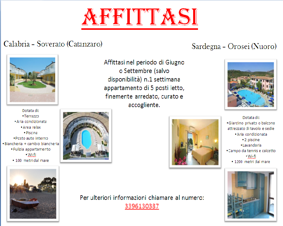GigiaStyles's tweet photo. #AFFITTASI appartamento di 5 posti letto presso Soverato (Calabria) o Orosei (Sardegna). Per info: 3396130387 http://t.co/4Nyf2DEBsi