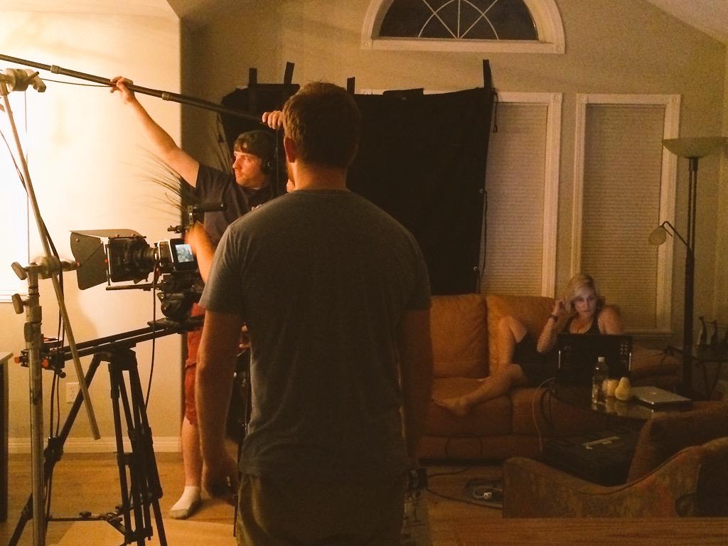 LuviaPetersen's tweet photo. Director's lesson: Day 5. Video village is best served on a leather couch! #WritingKim @8MonkeysProd http://t.co/cY0xBumJ0P