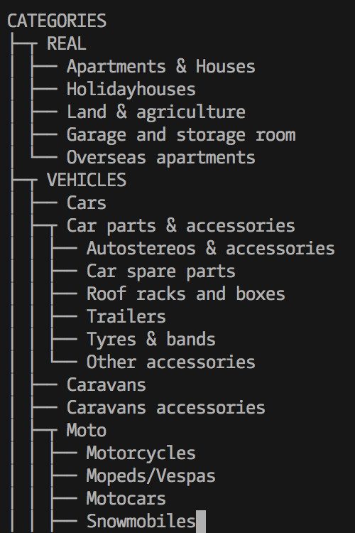rane's tweet image. Post: Parsing and rendering tori.fi categories with Acorn, archy and Ramda gist.github.com/raine/e2d19946… #livescript #ramda