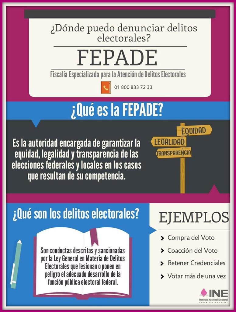 INEMexico's tweet photo. ¿Dónde puedes denunciar los #DelitosElectorales? http://t.co/8X0396qyoY #VotaInformado http://t.co/rm5uq3CH5q