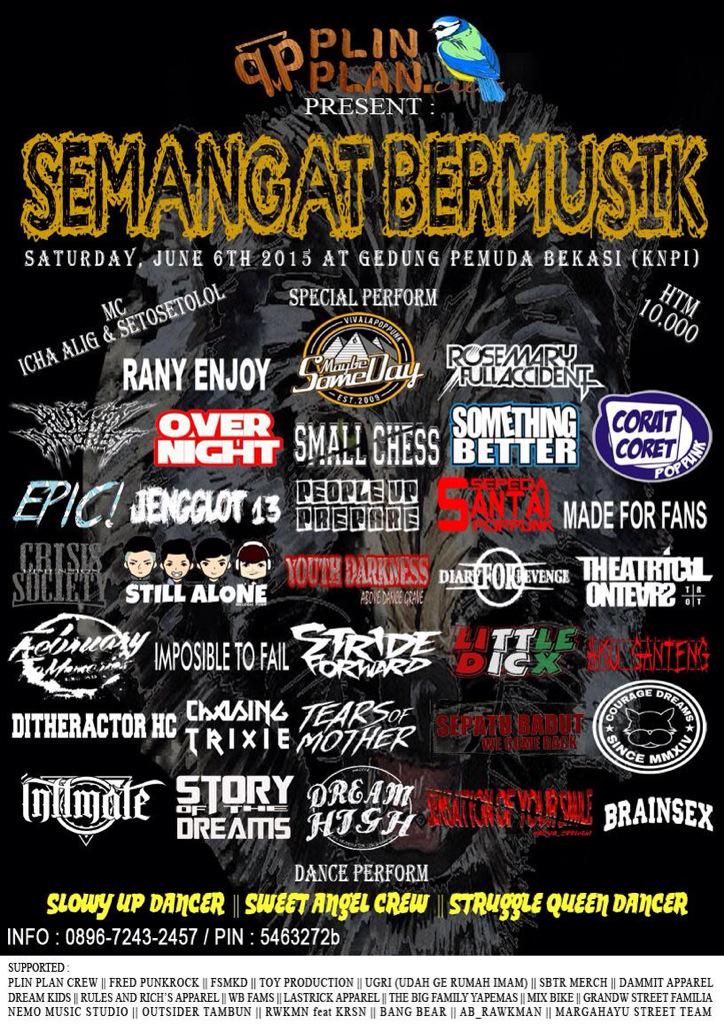 Jangan lupa besok kita bakal main di gedung KNPI bekasi jam 8 malam..! Mari kita berdansa bersama kawan