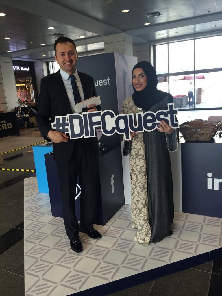 DIFC's tweet photo. Day 1 of #DIFCquest is over! Thank you all for visiting &amp; taking part in the competition. See you tomorrow! 
#DIFC http://t.co/IyyGiqlb7H