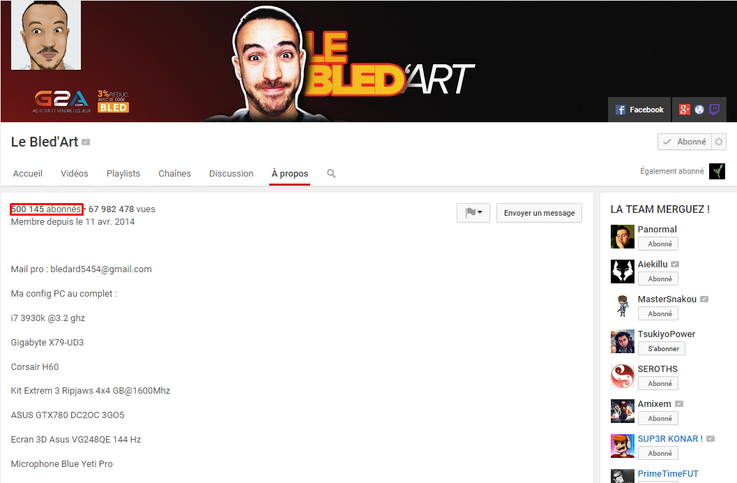 Trex_Ouail's tweet photo. @LeBledArt1 on a dépasser 500 000 abonnez sur youtube ( LOURD ) http://t.co/ri4HWctrcs