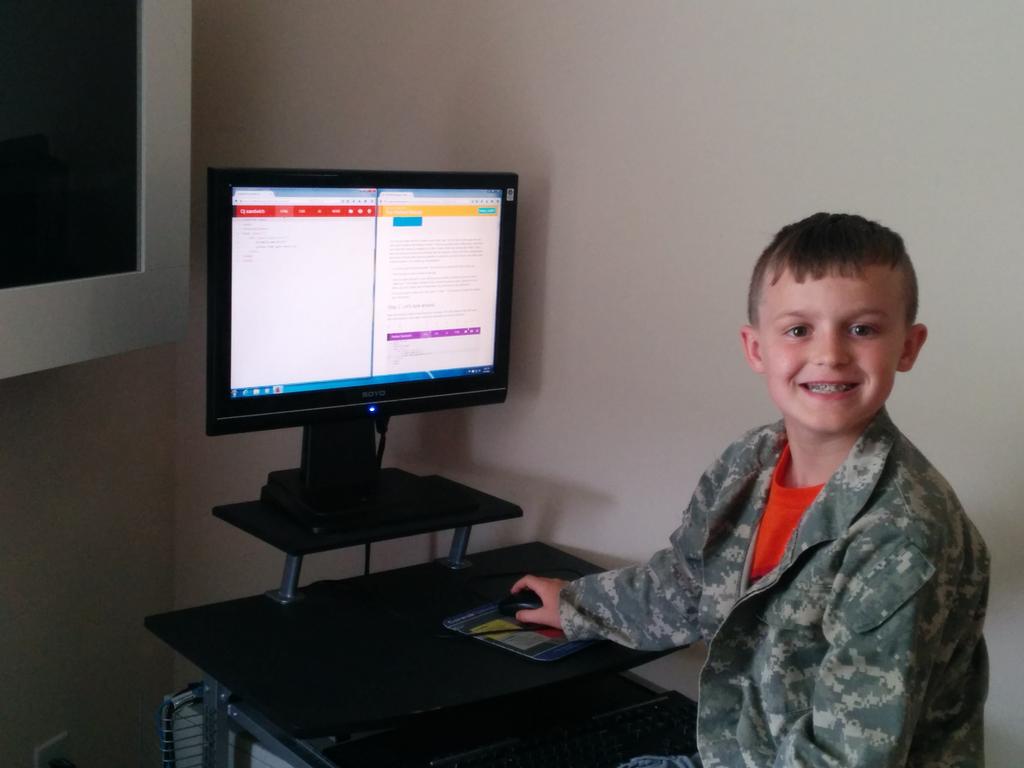 danielwmccarthy's tweet image. Orion happy as can be to start his first coding project. #RaspberryPi #googlecoder