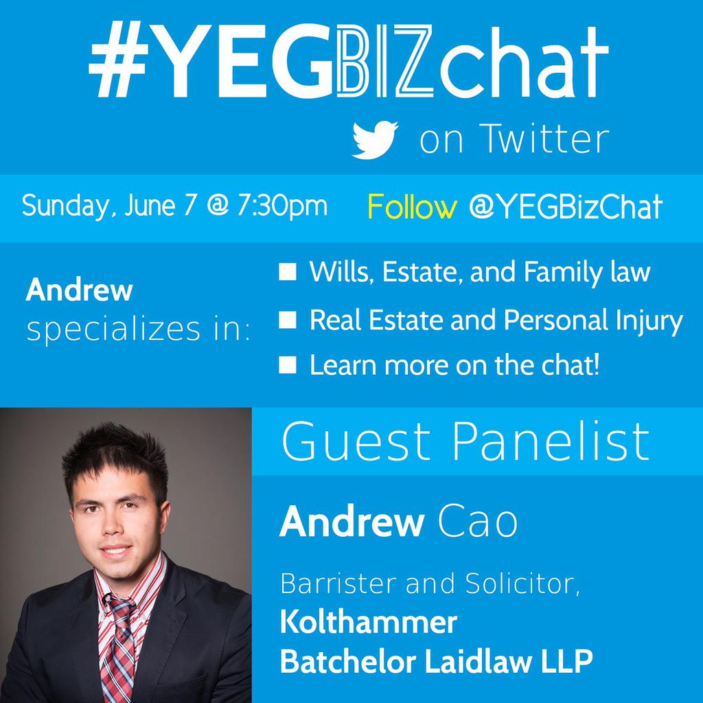 YEGBizChat's tweet photo. Tonight!! Learn from @ChrisSpasoff @jlsaab @ThatLawyerGuy on #YEGBizChat! Have your questions ready! #yegevents http://t.co/kvaaOrVeRQ