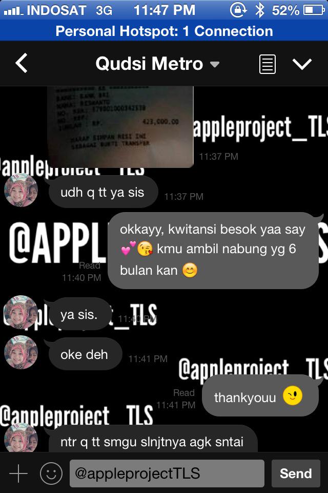 TESTI NABUNG DI APPLE PROJECT TLS 💕😘 KAMU KAPAN? DR PD UANG JAJAN KELUAR NTAH U/ APA, MENDING DITABUNG ADA HASILNYA😍🌷