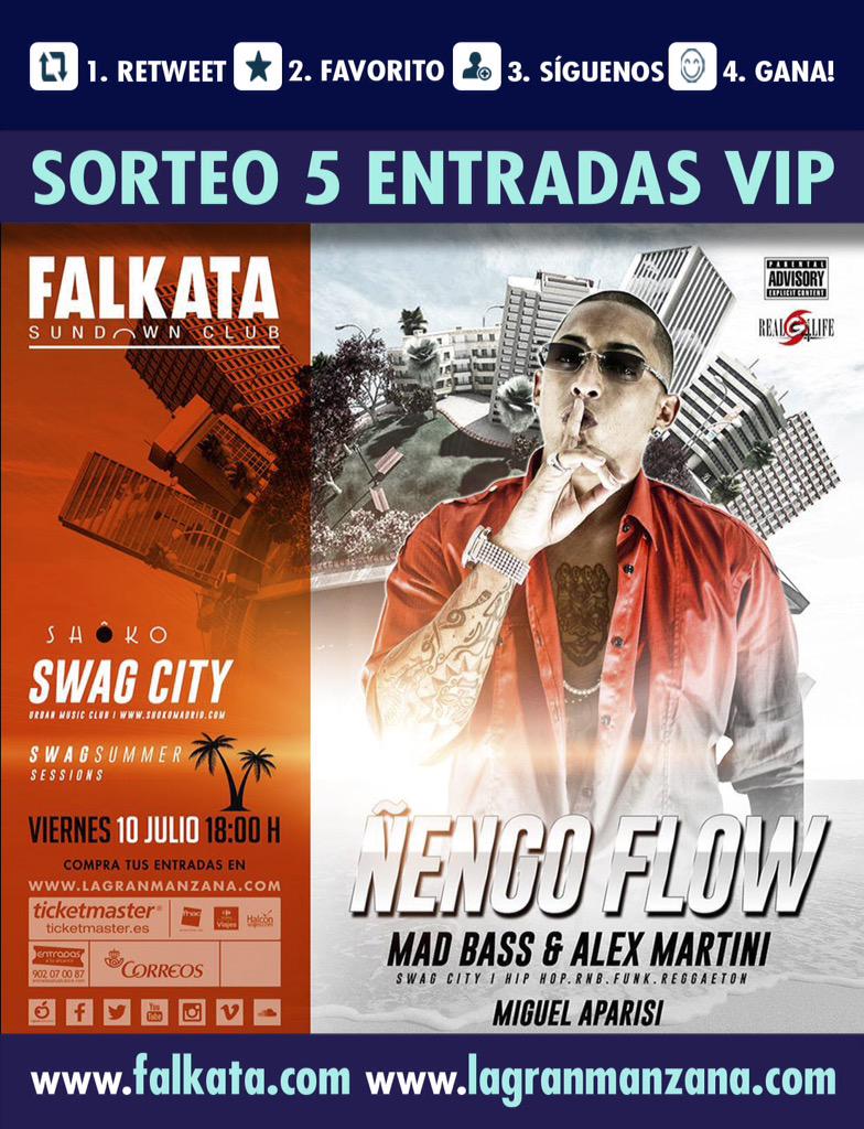 FalkataGandia's tweet photo. RT+FAV+FOLLOW SORTEO 5 ENTRADAS GRATIS VIP PARA VER @Nengo_Flow @shokomadrid @MadBassOFFICIAL  en @FalkataGandia http://t.co/YrRMva572Y