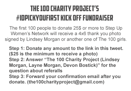 the100charity's tweet photo. We're at $5,300 so far! Can we hit 6,000 today?? http://t.co/7YZp2JcrvV Donate now! #IdPickYouFirst http://t.co/kz5EDS1E51