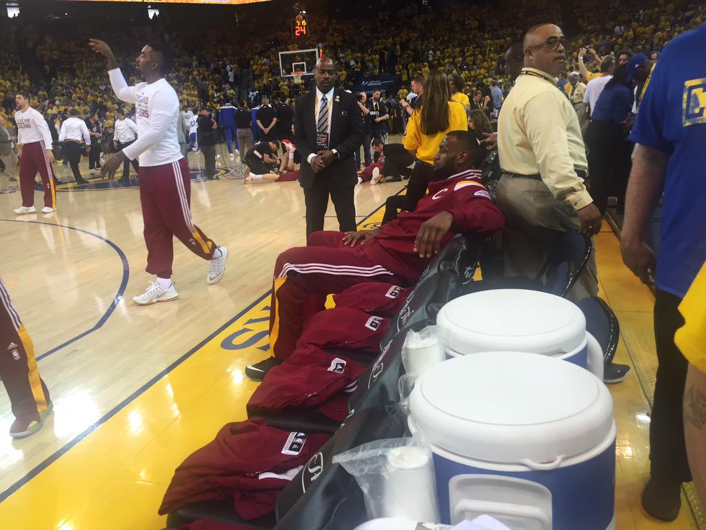 LeBron James looks relaxed for Game 2. #NBAFinals