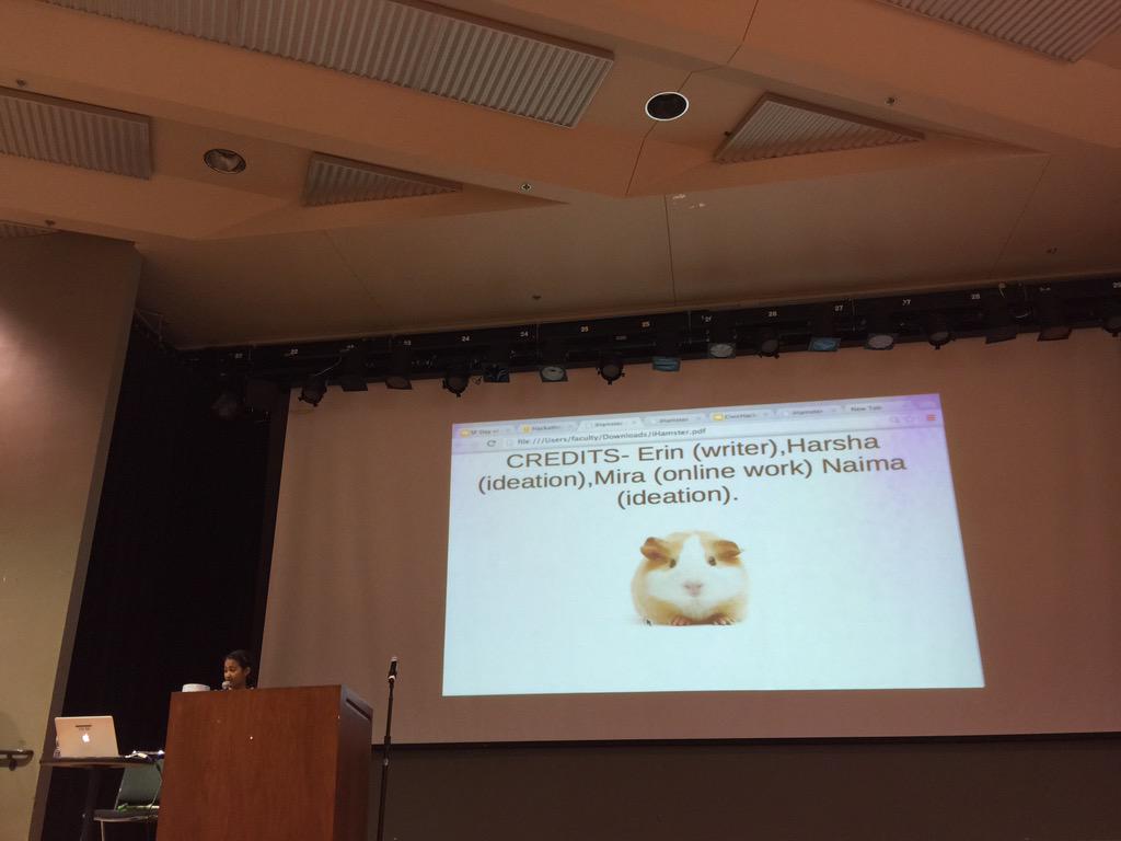 CarlaMays's tweet image. 9 year girl rocks .@SFSU #hackforchangeSF @hackforchange with #iHamster :)