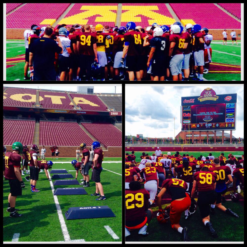 Great day <a href="/CoachKillFBCamp/">Jerry Kill FB Camps</a> 🏈 Tons of talent at the BANK! Thanks to <a href="/GopherFootball/">Minnesota Football</a> staff for having me out! Ski-U-Mah