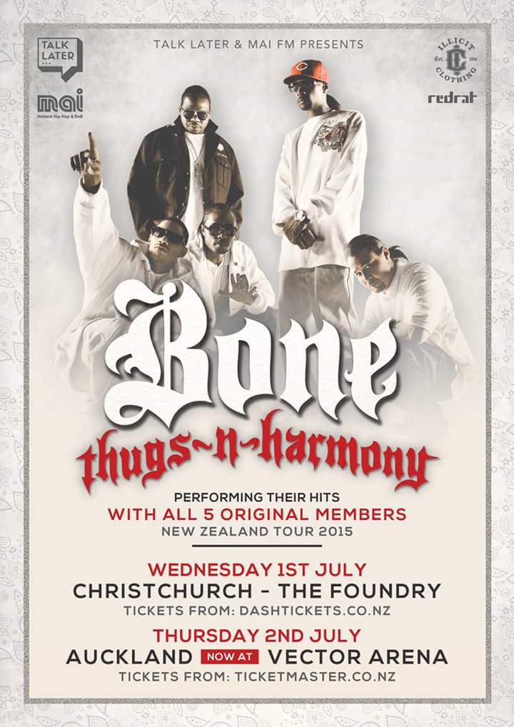 DJGRYD3's tweet photo. Bone Thugs-n-Harmony concert moved to Vector Arena. Tickets go on sale tomorrow http://t.co/fzkSmfc0WG