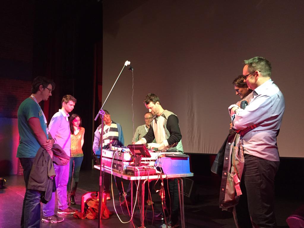 ProfRobt's tweet photo. Post-keynote jamming in the @MumfordTheatre with @timexile at #InMusic15 @InMusic_KES @AngliaRuskin http://t.co/vDo8lM9j3N