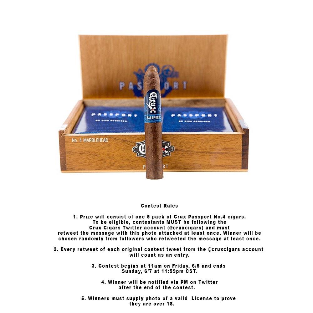 CruxCigars's tweet photo. #FreeCruxWeekend is on!Follow @CruxCigars & retweet this message for a chance to win a 5Pack of #Passport No4! Rules: http://t.co/Sz8YiFkst6