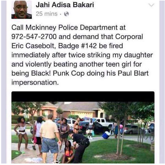 TheTruthers3's tweet photo. Take action against #McKinneyPolice here's how...call 972-547-2700 &amp; demand #EricCasebolt be terminated post haste. http://t.co/7e2Ly2h736