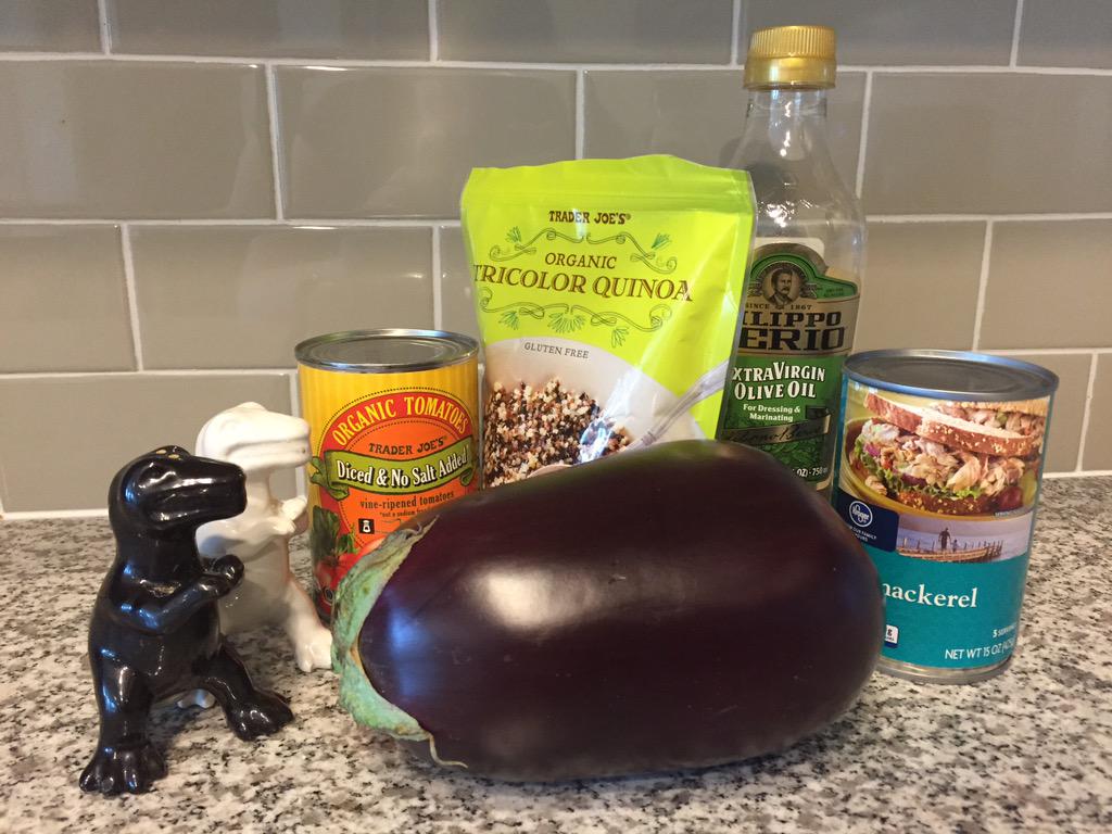 JanelleCShane's tweet photo. @AstroSamantha Here's a recipe for you: aubergine, tomato, quinoa, and mackerel on a tortilla. #SpaceFoodAtHome http://t.co/7srWqRfZFx